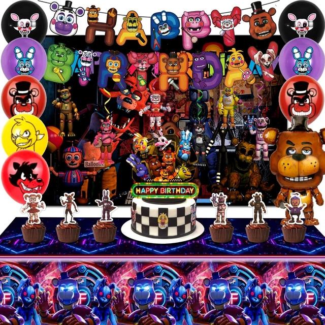 Main image of Fnaf Birthday Party Supplies, 49 Pcs Five Nights at Freddy's Birthday Party Decorations Set - Fnaf Birthday Decorations Banner Backdrop Tablecloth Balloons Cake Topper etc Fnaf Birthday Decorations