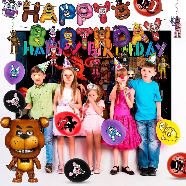 Alt view image 4 of 7 - Fnaf Birthday Party Supplies, 49 Pcs Five Nights at Freddy's Birthday Party Decorations Set - Fnaf Birthday Decorations Banner Backdrop Tablecloth Balloons Cake Topper etc Fnaf Birthday Decorations