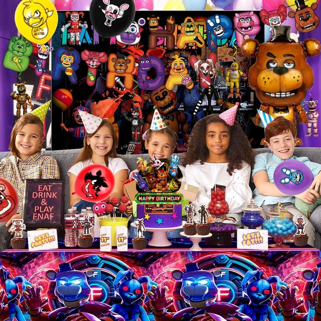 Alt view image 6 of 7 - Fnaf Birthday Party Supplies, 49 Pcs Five Nights at Freddy's Birthday Party Decorations Set - Fnaf Birthday Decorations Banner Backdrop Tablecloth Balloons Cake Topper etc Fnaf Birthday Decorations