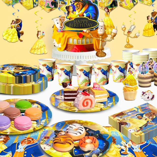 Alt view image 3 of 7 - 117 Pcs Beauty and the Beast Party Decorations and Tableware Kits - Beauty and the Beast Party Plates Cups Napkins Balloons etc Beauty and the Beast Birthday Party Supplies for boys/girls