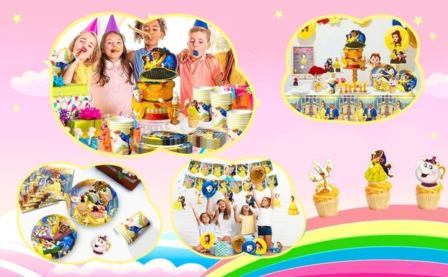 Alt view image 7 of 7 - 117 Pcs Beauty and the Beast Party Decorations and Tableware Kits - Beauty and the Beast Party Plates Cups Napkins Balloons etc Beauty and the Beast Birthday Party Supplies for boys/girls