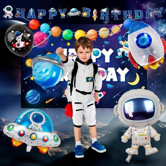 Alt view image 4 of 7 - Space Birthday Party Decorations,132pcs Space Birthday Decorations&Outer Space Birthday Tableware Set- Outer Space Birthday Party Plates Tablecloth Backdrop Balloon etc Space Themed Party Decorations