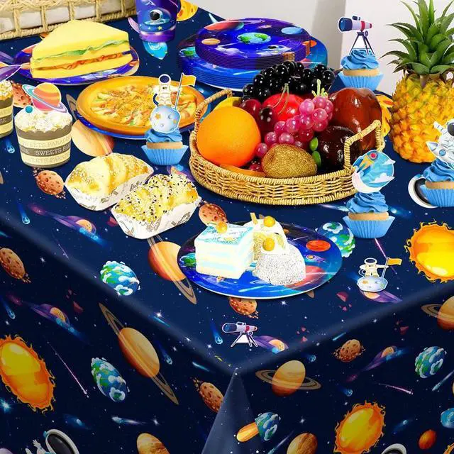 Alt view image 6 of 7 - Space Birthday Party Decorations,132pcs Space Birthday Decorations&Outer Space Birthday Tableware Set- Outer Space Birthday Party Plates Tablecloth Backdrop Balloon etc Space Themed Party Decorations