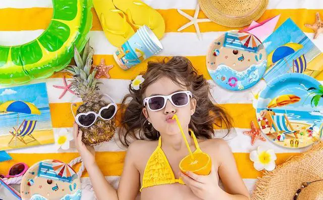 Alt view image 7 of 7 - Beach Party Supplies,141pcs Beach Plates And Napkins Party Supplies Includ Beach Theme Paper Plates Cups Napkins&Summer Beach Table Cloth etc Summer Beach Party Tableware for Beach Themed Party Decor