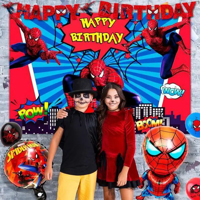 Alt view image 3 of 7 - 115 Pcs Spiderman Birthday Decorations & Spiderman Party Tableware Set-Spiderman Party Balloons Banner Plate etc Marvel Spiderman Party Decorations