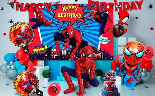 Alt view image 7 of 7 - 115 Pcs Spiderman Birthday Decorations & Spiderman Party Tableware Set-Spiderman Party Balloons Banner Plate etc Marvel Spiderman Party Decorations