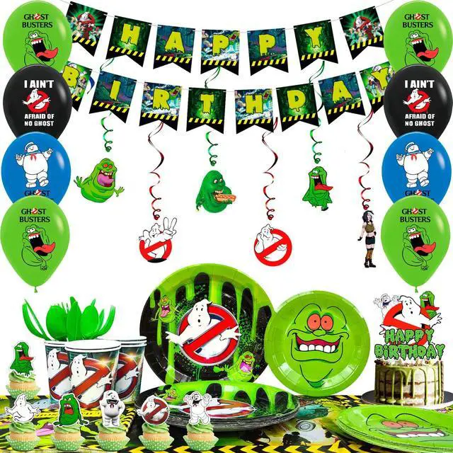 Main image of Ghostbusters Birthday Party Supplies Kit - 117 Pcs Ghostbusters Birthday Plates Cups Napkins Tablecloth & Ghostbusters Balloons Banner Spirals etc Ghostbusters Party Decorations for Kids
