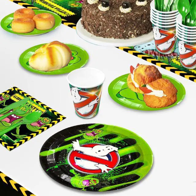 Alt view image 3 of 7 - Ghostbusters Birthday Party Supplies Kit - 117 Pcs Ghostbusters Birthday Plates Cups Napkins Tablecloth & Ghostbusters Balloons Banner Spirals etc Ghostbusters Party Decorations for Kids