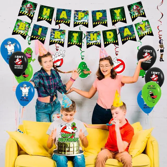 Alt view image 4 of 7 - Ghostbusters Birthday Party Supplies Kit - 117 Pcs Ghostbusters Birthday Plates Cups Napkins Tablecloth & Ghostbusters Balloons Banner Spirals etc Ghostbusters Party Decorations for Kids