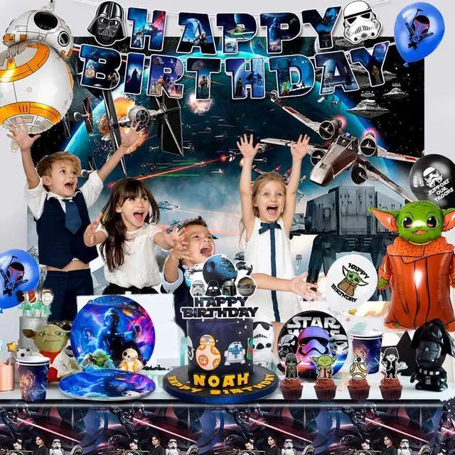 Alt view image 3 of 7 - Star Wars Party Supplies,114pcs Star Wars Party Decorations & Tableware Set-Star Wars Party Plates Napkins Cups & Star Wars Birthday Banner Balloons Cake Decorations etc Star Wars Birthday Decorations
