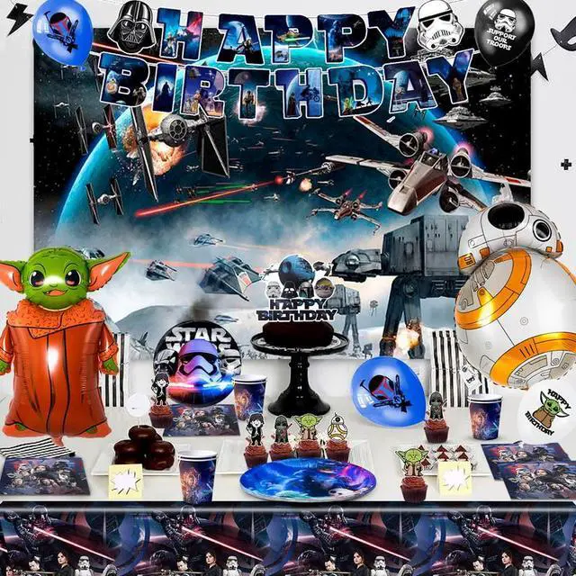 Alt view image 6 of 7 - Star Wars Party Supplies,114pcs Star Wars Party Decorations & Tableware Set-Star Wars Party Plates Napkins Cups & Star Wars Birthday Banner Balloons Cake Decorations etc Star Wars Birthday Decorations