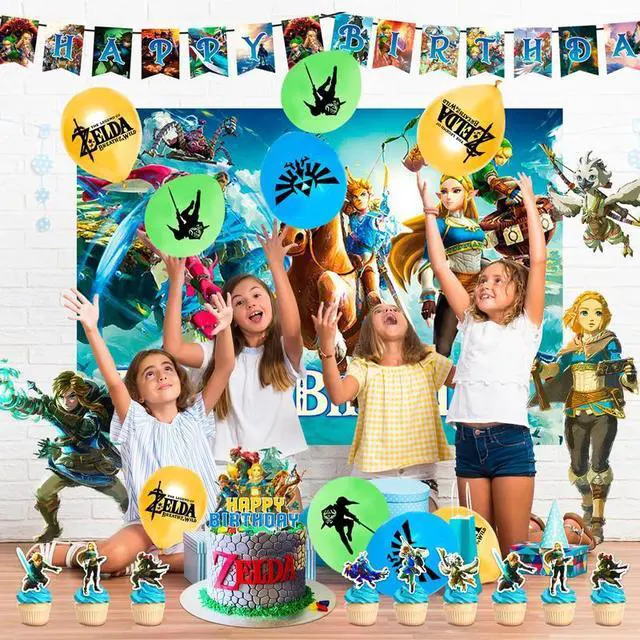 Alt view image 4 of 7 - Zelda Birthday Party Supplies,112pcs Zelda Party Decorations & Tableware Set- Zelda Birthday Decorations Balloons Banner Backdrop & Zelda Plates Cups Table Cover etc Legend Of Zelda Party Supplies