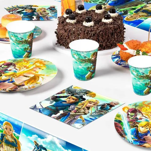 Alt view image 6 of 7 - Zelda Birthday Party Supplies,112pcs Zelda Party Decorations & Tableware Set- Zelda Birthday Decorations Balloons Banner Backdrop & Zelda Plates Cups Table Cover etc Legend Of Zelda Party Supplies