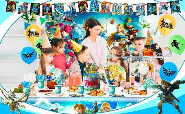 Alt view image 7 of 7 - Zelda Birthday Party Supplies,112pcs Zelda Party Decorations & Tableware Set- Zelda Birthday Decorations Balloons Banner Backdrop & Zelda Plates Cups Table Cover etc Legend Of Zelda Party Supplies