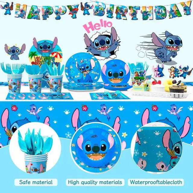 Alt view image 3 of 7 - Stitch Party Supplies,106pcs Stitch Birthday Decorations&Stitch and Angel Birthday Tableware Set - Stitch Birthday Party Balloons Banner&Stitch Party Plates Napkins etc Stitch Birthday Party Supplies