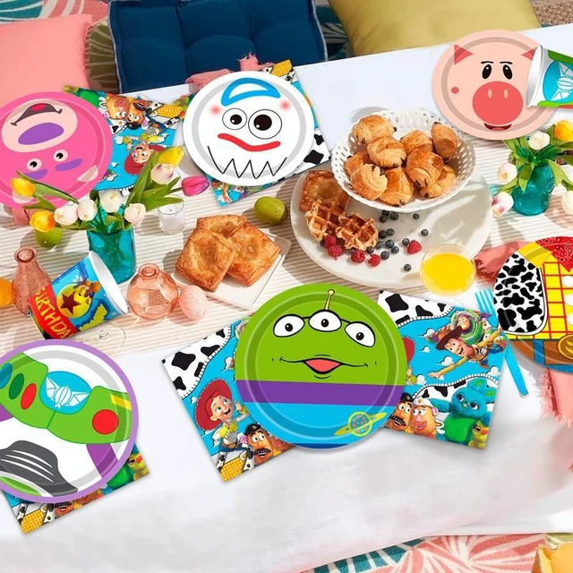 Alt view image 3 of 7 - Toy Story Birthday Decorations Tableware,133pcs Toy Story Birthday Tableware Set - Toy Story Plates Napkins Cups Banner etc Toy Story Birthday Party Supplies for Toy Story Party Decorations Supplies