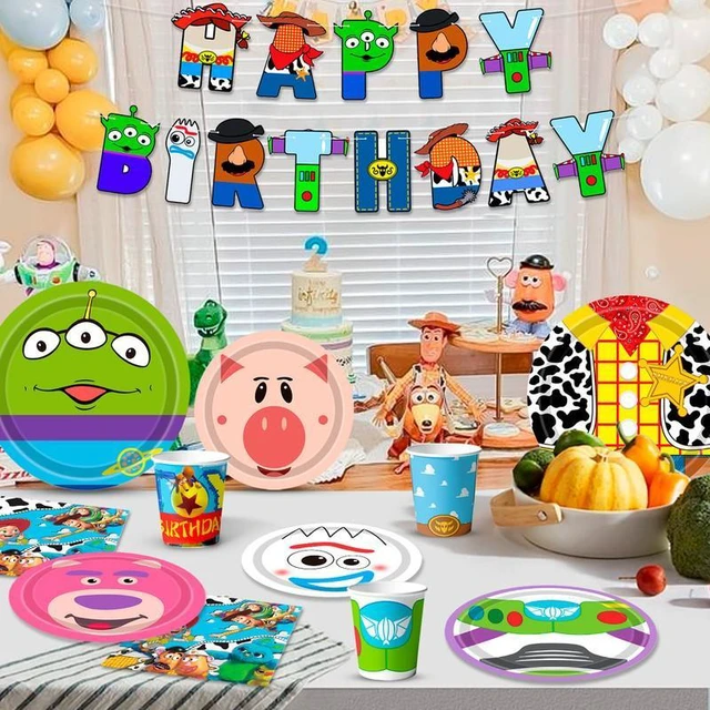 Alt view image 4 of 7 - Toy Story Birthday Decorations Tableware,133pcs Toy Story Birthday Tableware Set - Toy Story Plates Napkins Cups Banner etc Toy Story Birthday Party Supplies for Toy Story Party Decorations Supplies