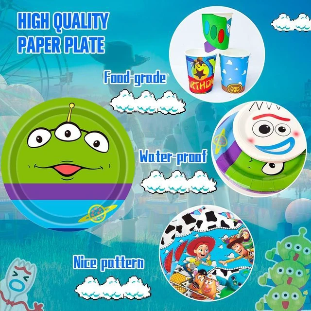Alt view image 6 of 7 - Toy Story Birthday Decorations Tableware,133pcs Toy Story Birthday Tableware Set - Toy Story Plates Napkins Cups Banner etc Toy Story Birthday Party Supplies for Toy Story Party Decorations Supplies