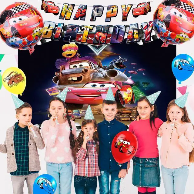 Alt view image 5 of 7 - Cars Birthday Party Supplies, 116pcs Cars Birthday Decorations & Cars Party Tableware Set - Cars Balloons Banner & Lightning Mcqueen Plates Cups Napkins etc Lightning Mcqueen Birthday Decorations