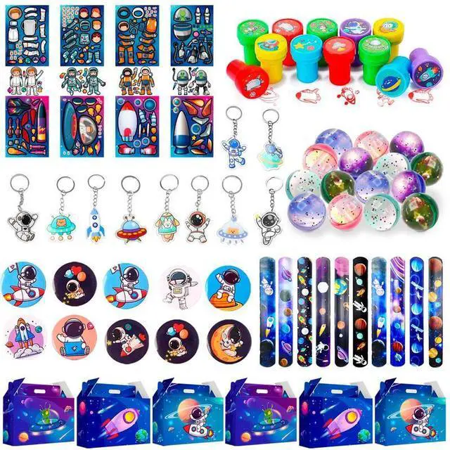 Main image of Space Party Favors - 70pcs Space Themed Party Favors, Space Birthday Decorations Includ Space Goodie Bags Stamp Slap Bracelet etc Space Birthday Party Favors for Space Themed Birthday Party Supplies