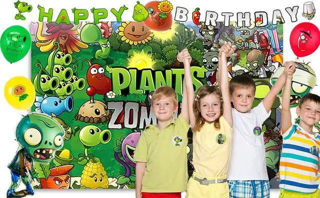 Alt view image 7 of 7 - 169 Pcs Plants Vs Play Game Zombies Party Kit Banner Balloon Backdrop Tableware