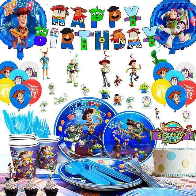 Main image of Toy Story Birthday Party Supplies,167pcs Toy Story Party Decorations and Toys Story Party Tableware Set-Toy Story Balloons Cake Toppers Table Cloth Plates Cups Napkins etc Toy Story Party Supplies