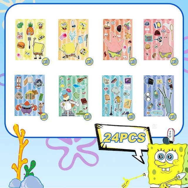 Alt view image 2 of 7 - 24pcs Spongebob Stickers, Spongebob Party Supplies with 8 Designs Characters for Spongebob Decoration Supplies, Make Your Own Spongebob Stickers for Kids Spongebob Birthday Decorations Favor