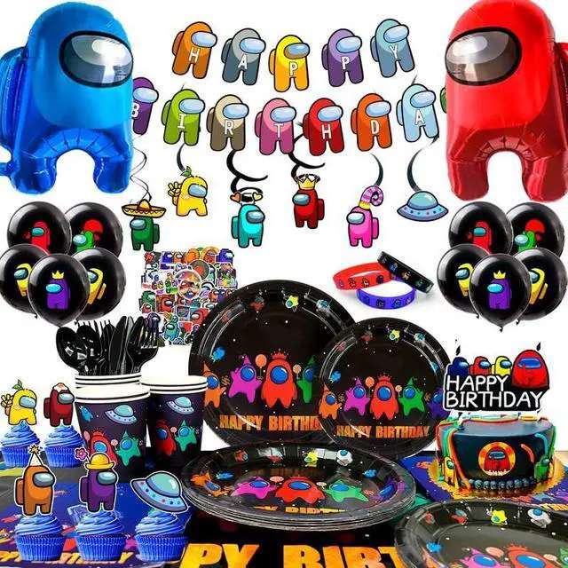 Main image of Among Us Birthday Decorations, 174-Piece Among Us Birthday Decoration & Tableware Set - Among Us Party Decoration Banner, Balloons, Plates, Cups, Tablecloths, etc. Among Us Birthday Party Supplies