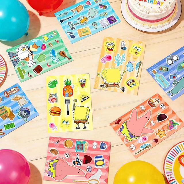 Alt view image 3 of 7 - 24pcs Spongebob Stickers, Spongebob Party Supplies with 8 Designs Characters for Spongebob Decoration Supplies, Make Your Own Spongebob Stickers for Kids Spongebob Birthday Decorations Favor