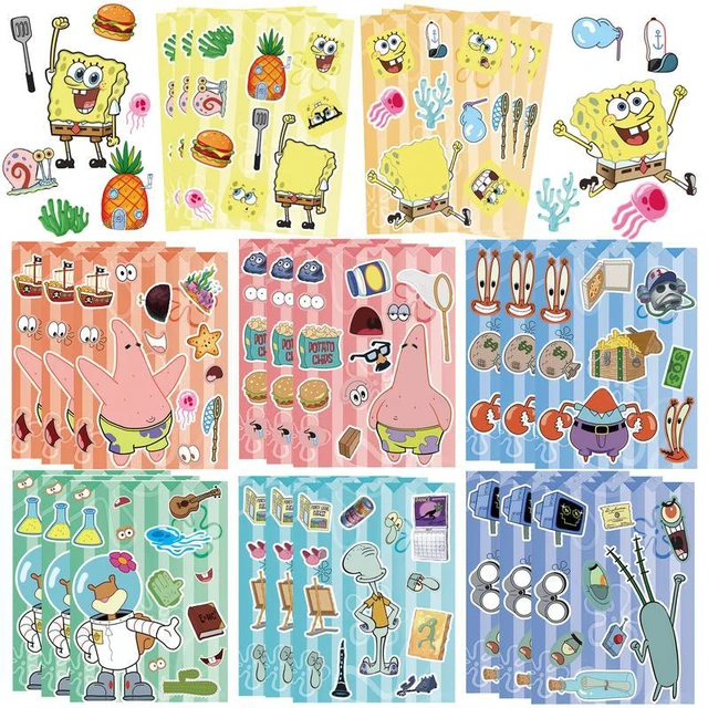 Main image of 24pcs Spongebob Stickers, Spongebob Party Supplies with 8 Designs Characters for Spongebob Decoration Supplies, Make Your Own Spongebob Stickers for Kids Spongebob Birthday Decorations Favor
