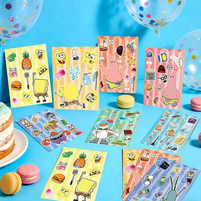 Alt view image 4 of 7 - 24pcs Spongebob Stickers, Spongebob Party Supplies with 8 Designs Characters for Spongebob Decoration Supplies, Make Your Own Spongebob Stickers for Kids Spongebob Birthday Decorations Favor