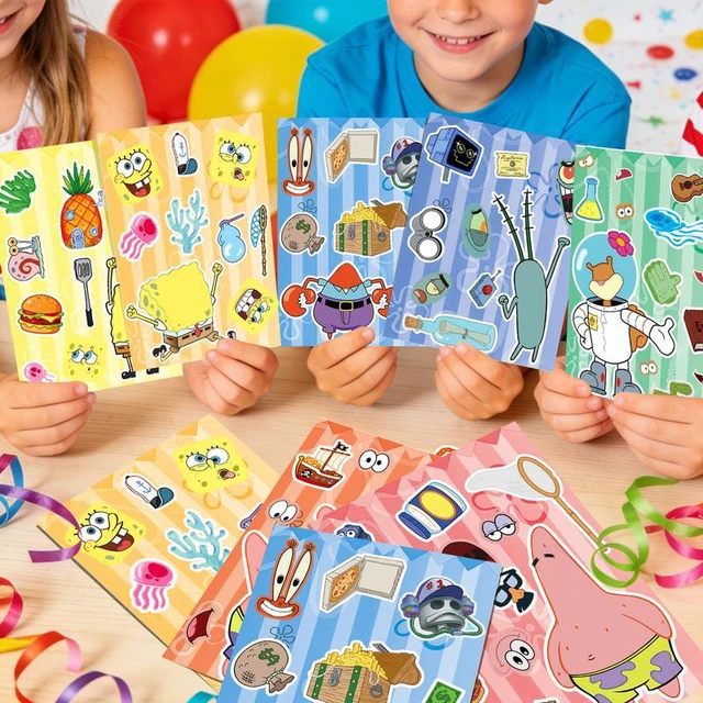 Alt view image 6 of 7 - 24pcs Spongebob Stickers, Spongebob Party Supplies with 8 Designs Characters for Spongebob Decoration Supplies, Make Your Own Spongebob Stickers for Kids Spongebob Birthday Decorations Favor