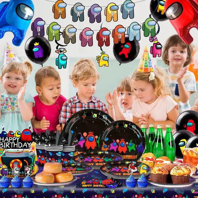Alt view image 5 of 7 - Among Us Birthday Decorations, 174-Piece Among Us Birthday Decoration & Tableware Set - Among Us Party Decoration Banner, Balloons, Plates, Cups, Tablecloths, etc. Among Us Birthday Party Supplies