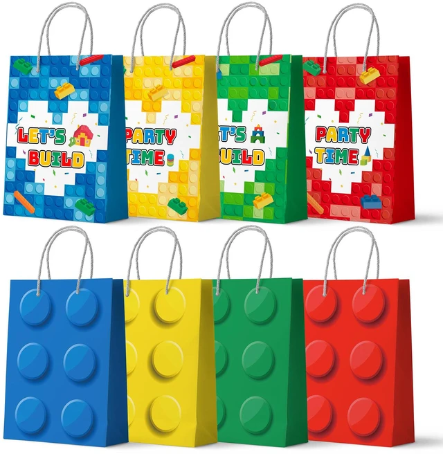 Main image of Building Block Party Favor Bags,24 Pcs Building Block Gift Bags Set - Building Block Party Bags,Building Block Party Present Bags & Bricks Theme Paper Bag for Building Block Birthday Party Decorations