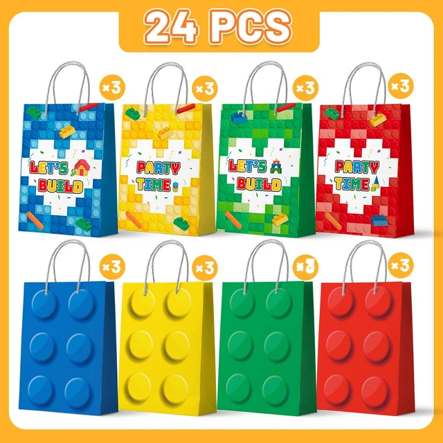 Alt view image 2 of 7 - Building Block Party Favor Bags,24 Pcs Building Block Gift Bags Set - Building Block Party Bags,Building Block Party Present Bags & Bricks Theme Paper Bag for Building Block Birthday Party Decorations
