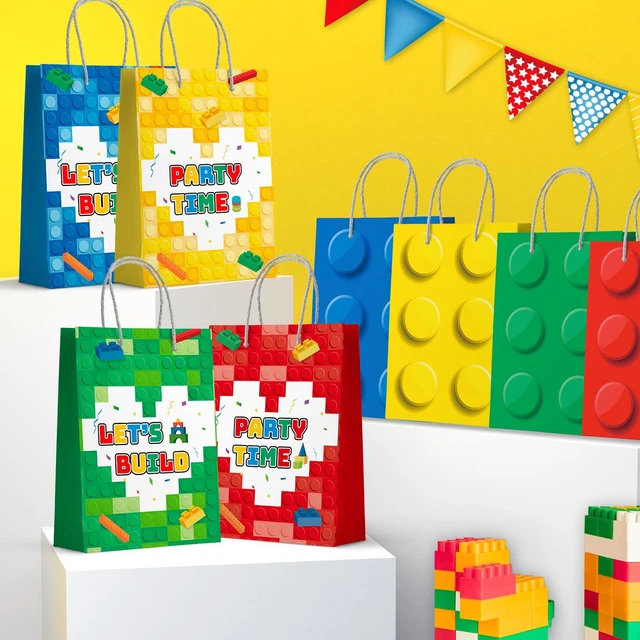 Alt view image 4 of 7 - Building Block Party Favor Bags,24 Pcs Building Block Gift Bags Set - Building Block Party Bags,Building Block Party Present Bags & Bricks Theme Paper Bag for Building Block Birthday Party Decorations