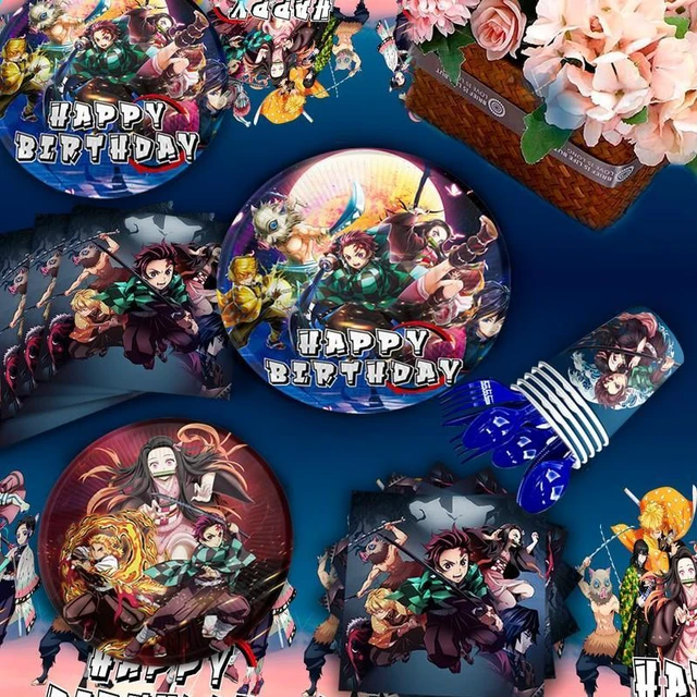 Alt view image 5 of 7 - Demon Slayer Birthday Decorations,112pcs Demon Slayer Party Decorations&Tableware Set- Demon Slayer Birthday Banner Balloons Cake Topper Backdrop Plates Cups Tablecloth etc Demon Slayer Party Supplies
