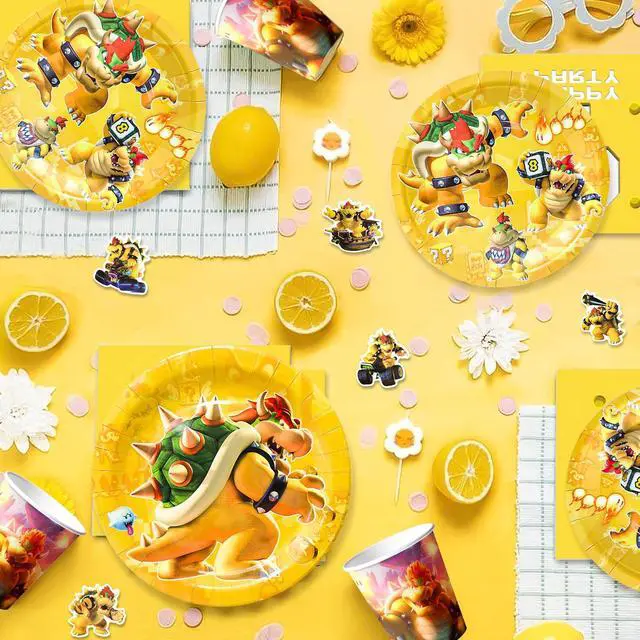 Alt view image 6 of 7 - Bowser King Koopa Party Supplies,112pcs Bowser King Koopa Party Decorations & Bowser Tableware set - Bowser King Koopa Plates Banner Cake Toppers Tablecloth etc Birthday Party Supplies for Kids