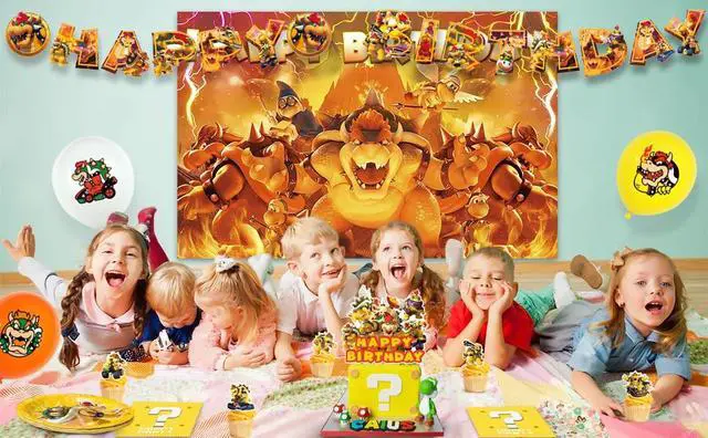 Alt view image 7 of 7 - Bowser King Koopa Party Supplies,112pcs Bowser King Koopa Party Decorations & Bowser Tableware set - Bowser King Koopa Plates Banner Cake Toppers Tablecloth etc Birthday Party Supplies for Kids