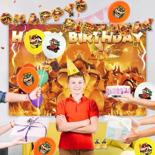 Alt view image 4 of 7 - Bowser King Koopa Party Supplies,112pcs Bowser King Koopa Party Decorations & Bowser Tableware set - Bowser King Koopa Plates Banner Cake Toppers Tablecloth etc Birthday Party Supplies for Kids