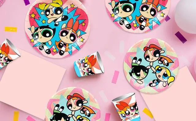 Alt view image 7 of 7 - 114 Pcs The Powerpuff Girls Birthday Party Tableware Set - The Powerpuff Girls Party Plates Napkins Cups Tablecloth & Birthday Banners for The Powerpuff Girls Theme Party Supplies Decor