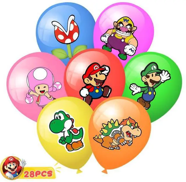 Main image of Super Mario Balloons, 28pcs Super Mario Birthday Balloons for Mario Birthday Party Supplies,Includes 7 Styles and Patterns, Great for Mario Party Decorations,Mario Bros Birthday Decorations