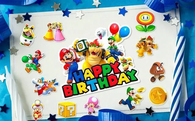 Alt view image 7 of 7 - Super Mario Cake Decorations,13pcs Mario Cake Toppers Set Includes 1 Mario Birthday Cake Topper & 12 Mario Bros Cake Topper, for Boys/Girls Kids Super Mario Birthday Decorations Supplies