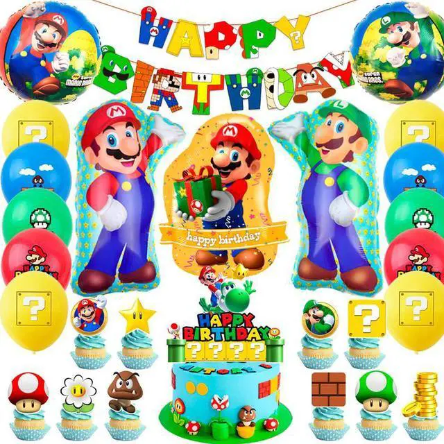 Main image of M-arioo Birthday Party Supplies, 44pcs M-arioo Birthday Decorations Including Su-perr M-arioo Birthday Banner & M-arioo Balloons Cake Toppers etc Su-perr M-arioo Party Decorations for Boys/Girls Kids