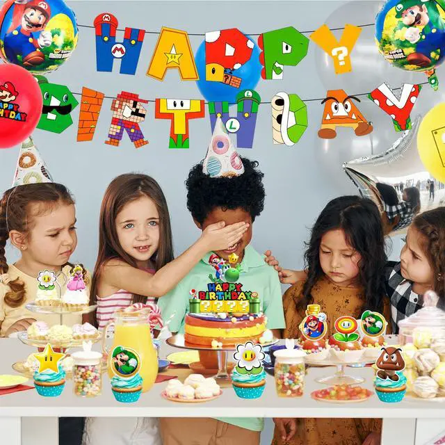 Alt view image 5 of 7 - M-arioo Birthday Party Supplies, 44pcs M-arioo Birthday Decorations Including Su-perr M-arioo Birthday Banner & M-arioo Balloons Cake Toppers etc Su-perr M-arioo Party Decorations for Boys/Girls Kids