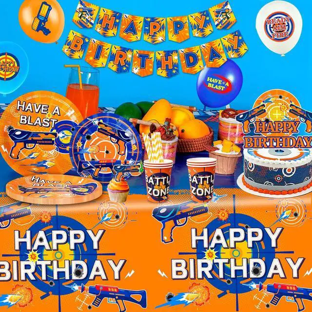 Alt view image 3 of 7 - Dart War Party Supplies,170 Pcs Dart War Party Decorations & Dart War Tableware Set - Dart War Plate Background Banner etc, for Dart War Birthday Party & Dart War Themed Birthday Decorations