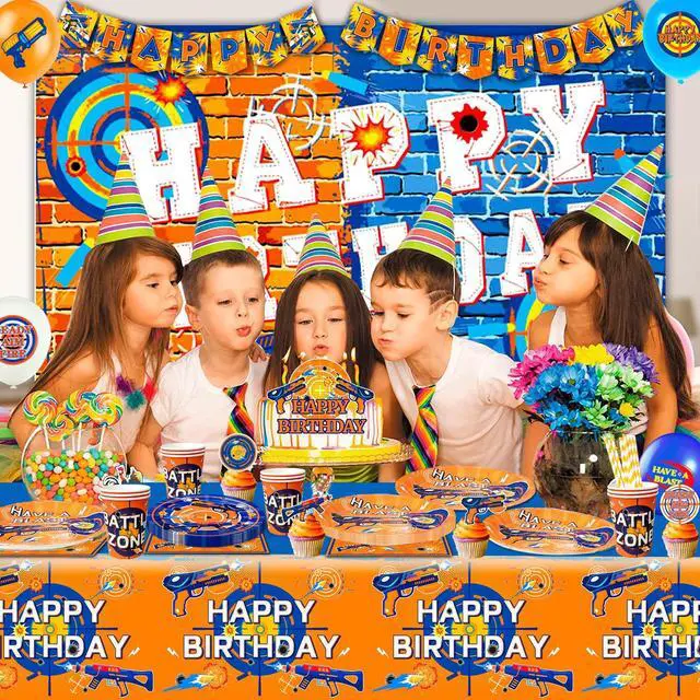 Alt view image 5 of 7 - Dart War Party Supplies,170 Pcs Dart War Party Decorations & Dart War Tableware Set - Dart War Plate Background Banner etc, for Dart War Birthday Party & Dart War Themed Birthday Decorations