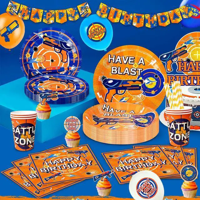 Alt view image 4 of 7 - Dart War Party Supplies,170 Pcs Dart War Party Decorations & Dart War Tableware Set - Dart War Plate Background Banner etc, for Dart War Birthday Party & Dart War Themed Birthday Decorations