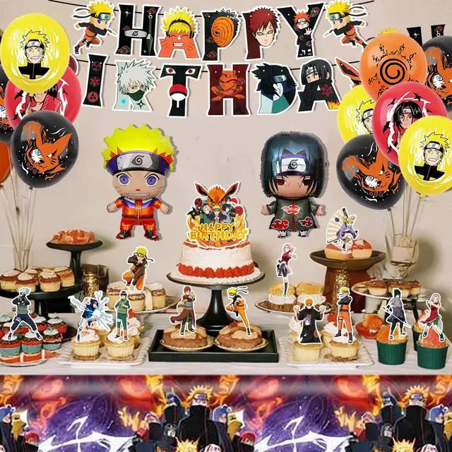 Alt view image 3 of 7 - Naruto Birthday Party Supplies, 29 Pcs Naruto Party Decorations Set, including Naruto Balloons Banners cupcake Toppers Tablecloth for Girls/Boys Naruto Birthday Decoration Supplies