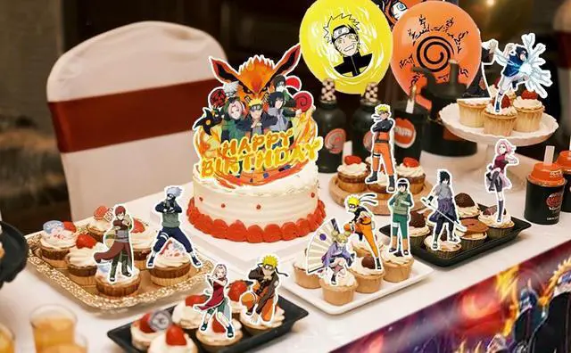 Alt view image 7 of 7 - Naruto Birthday Party Supplies, 29 Pcs Naruto Party Decorations Set, including Naruto Balloons Banners cupcake Toppers Tablecloth for Girls/Boys Naruto Birthday Decoration Supplies